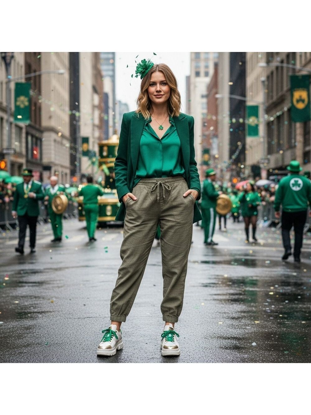 Zara Green Pull On Joggers Size Large